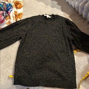 LOFT Black Metallic Knit Top